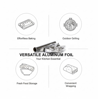 Heavy-Duty Aluminum Foil Roll – Non-Stick, Thick Sheet Baking & (10m x 300mm) Your Brand