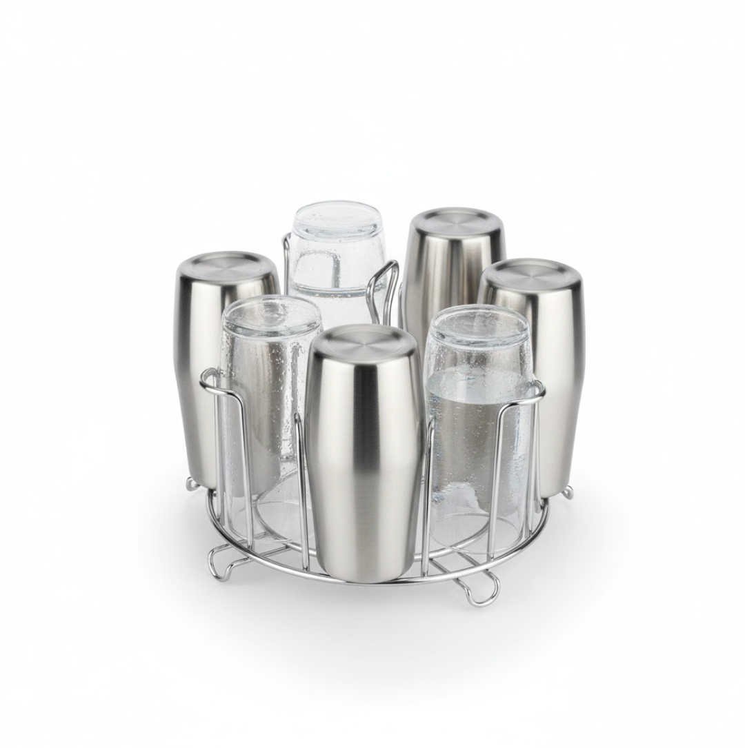 SS Round Glass Stand used for holding sensitive glasses Your Brand
