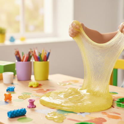 Soft Jar Slime Combo of Glitter Slime and Crystal Slime Your Brand