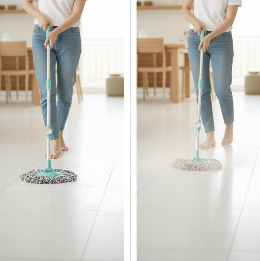 Spin Mop with Bigger Wheels and Plastic Auto Fold Handle for 360 Degree Cleaning Your Brand