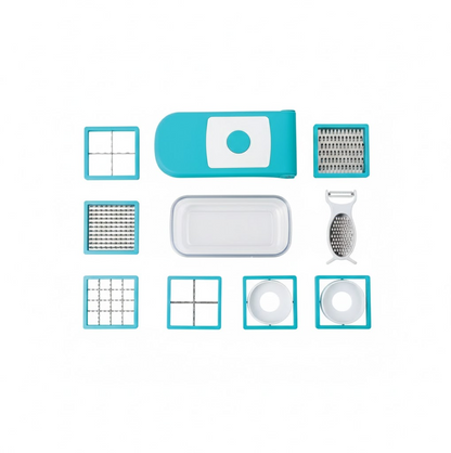 Ganesh 7 in 1 Plastic Vegetable Dicer, Blue Your Brand