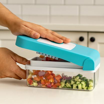 Ganesh 7 in 1 Plastic Vegetable Dicer, Blue Your Brand