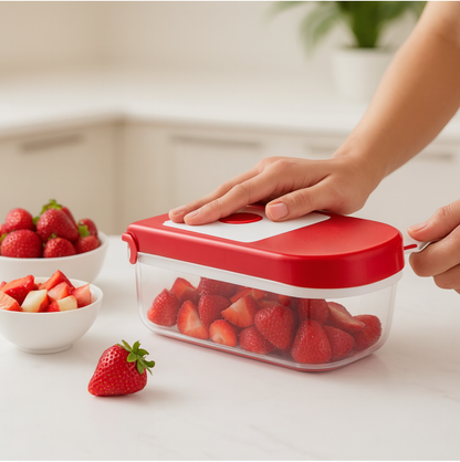 Ganesh Plastic Chopper Vegetable and Fruit Cutter, Red Your Brand