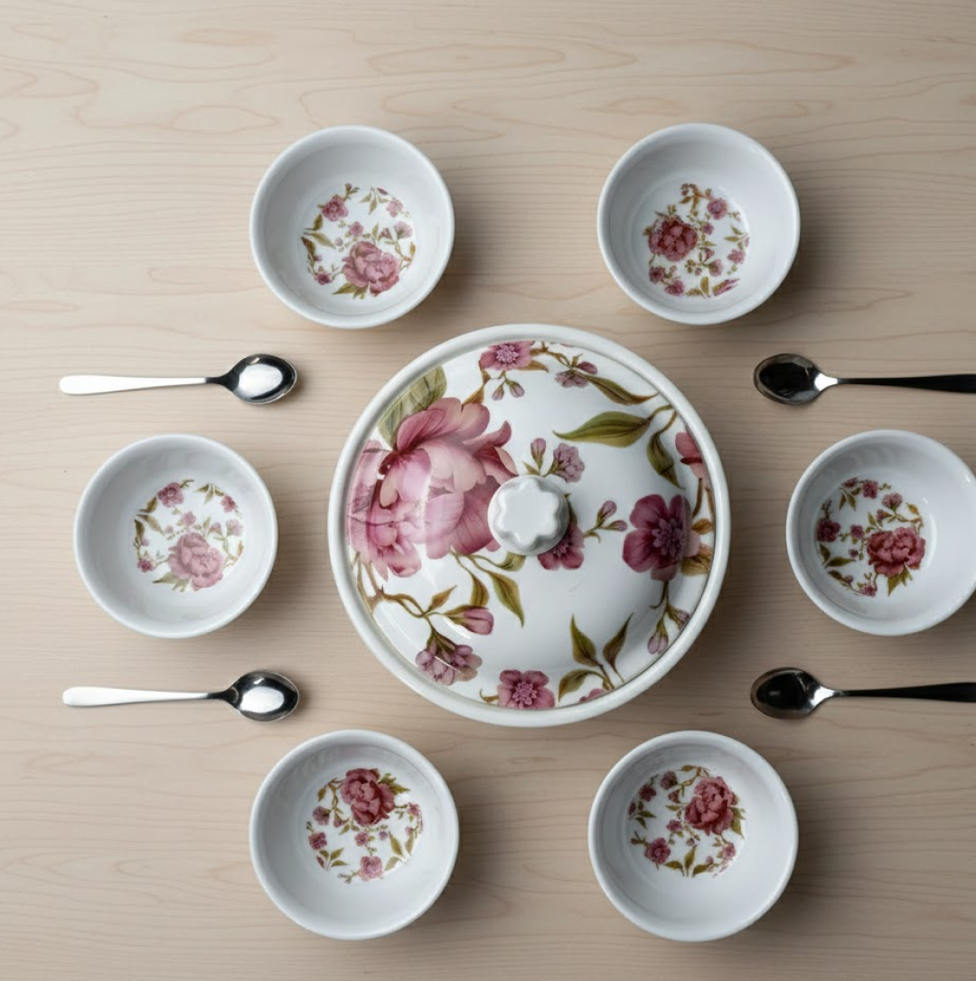 5 Pc Pudding Set used as a cutlery set for serving food purposes and sweet dishes Your Brand
