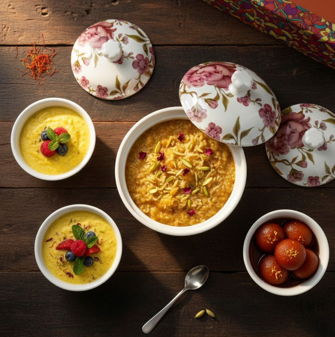 5 Pc Pudding Set used as a cutlery set for serving food purposes and sweet dishes Your Brand