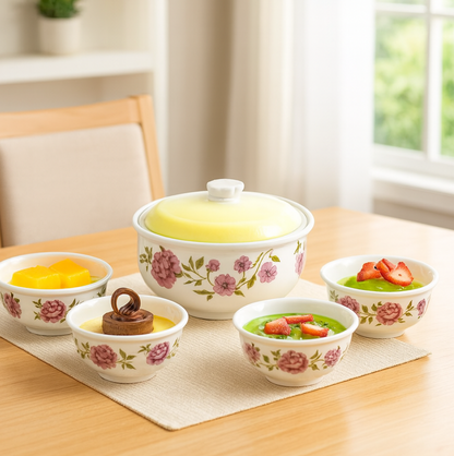 5 Pc Pudding Set used as a cutlery set for serving food purposes and sweet dishes Your Brand