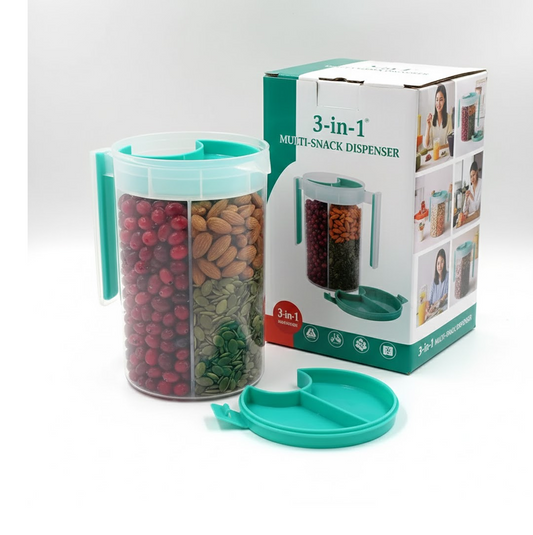 3 in 1 Transparent Air Tight Storage Dispenser Container (With Color Box) Your Brand