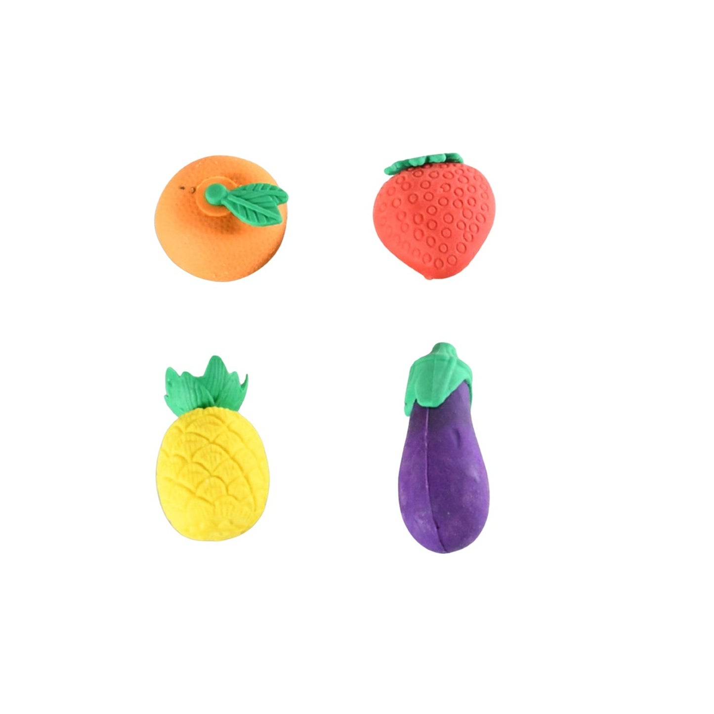 Mini Cute Veg & Fruit Erasers – 3D Colorful Eraser Set for Kids (4 Pc) signaturekarts