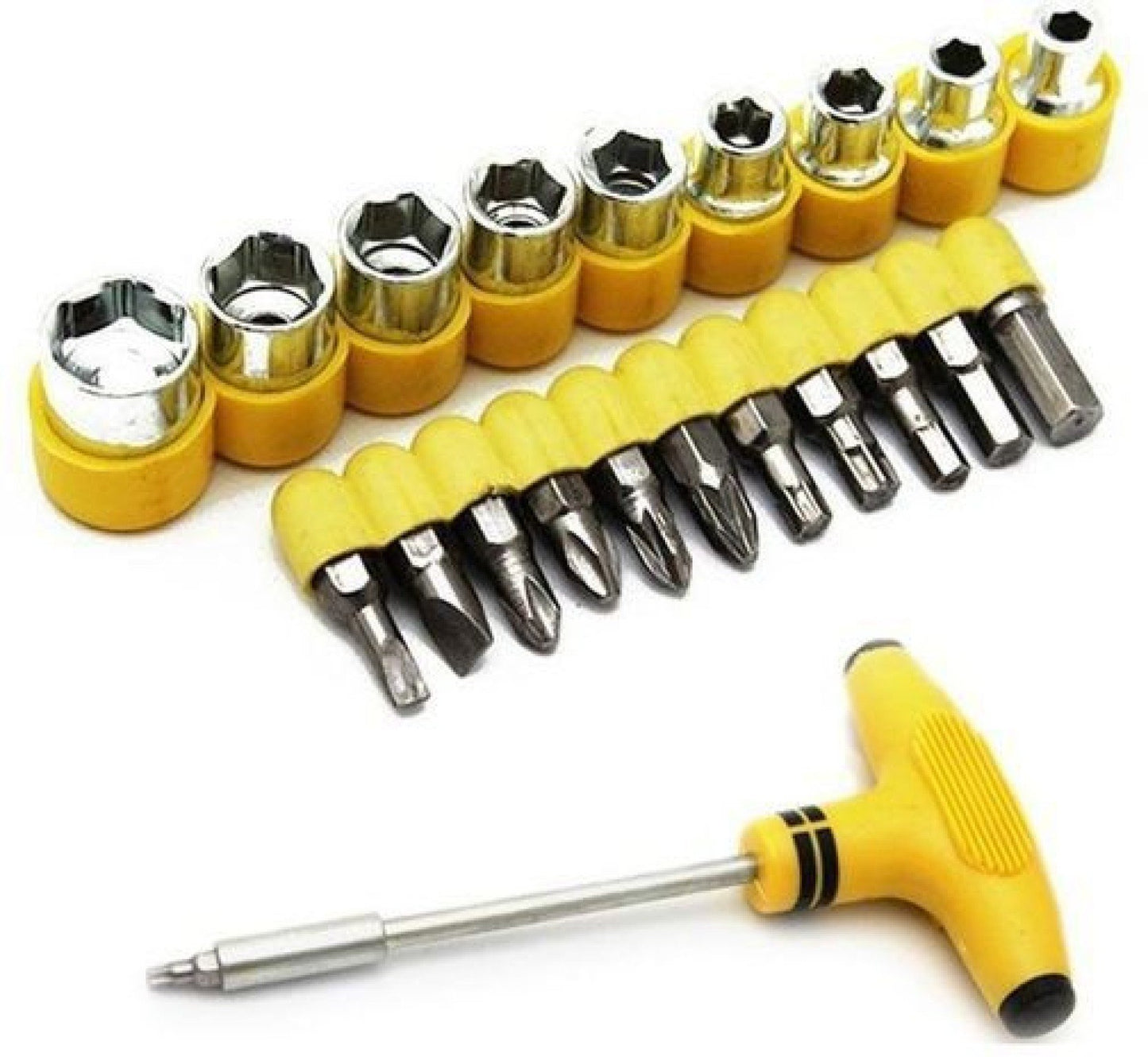 21pcs T Shape Screwdriver Set Batch Head Ratchet Pawl Socket Spanner Hand Tools