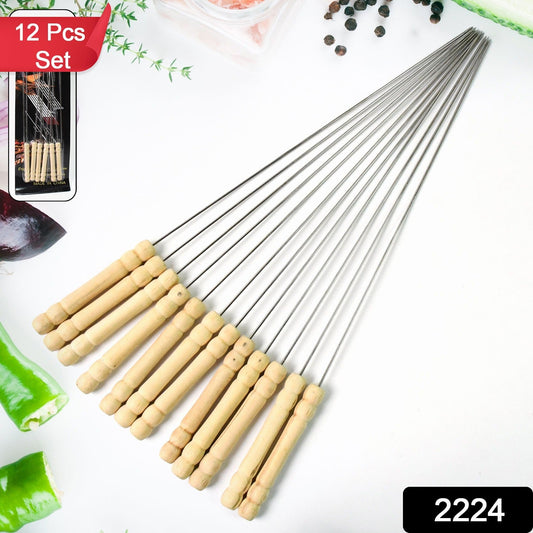 BBQ Tandoor Skewers Grill Sticks for Barbecue (Pack of 12) Signature Kart