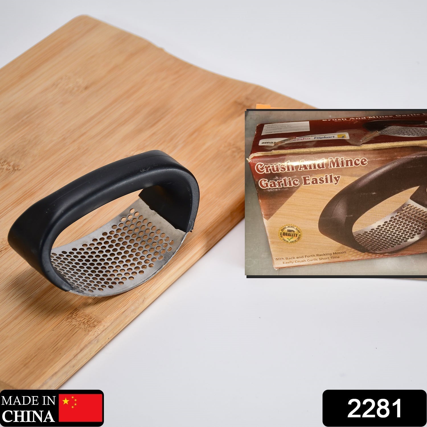 Stainless Steel Garlic Presser  / Crusher (Multicolor) Signature Kart