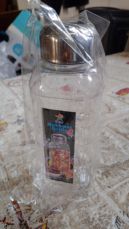 Plastic Transparent Mukhwas Bottle With Steel Cap Kitchen Storage Bottle (1 Pc) signaturekarts