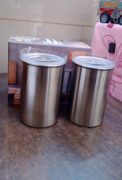 Stainless Steel Airtight Containers with See Through Lid (2 Pc Set / 1000 ML) Signaturekarts