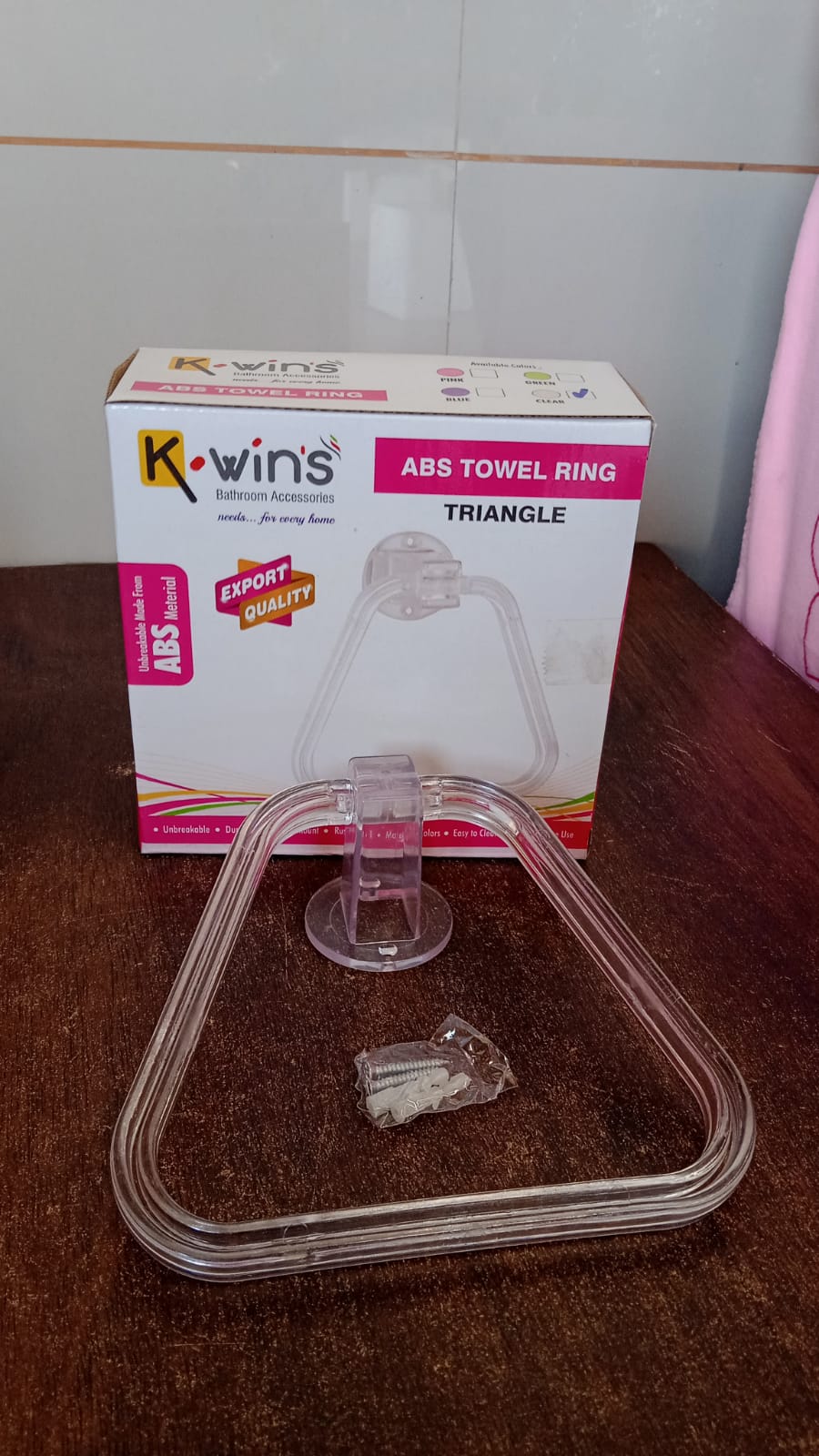 Unbreakable ABS Square Towel Ring Wall Mounted Stand / Holder (1 Pc) Signaturekarts