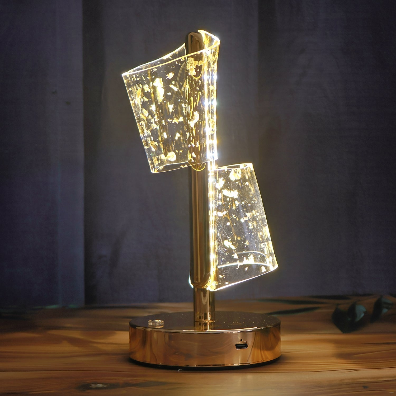 Luxury Golden Crystal LED Double Shade Table Lamp (1 Pc) signaturekarts