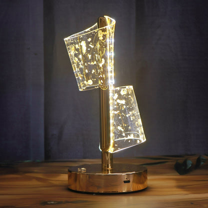 Luxury Golden Crystal LED Double Shade Table Lamp (1 Pc) signaturekarts