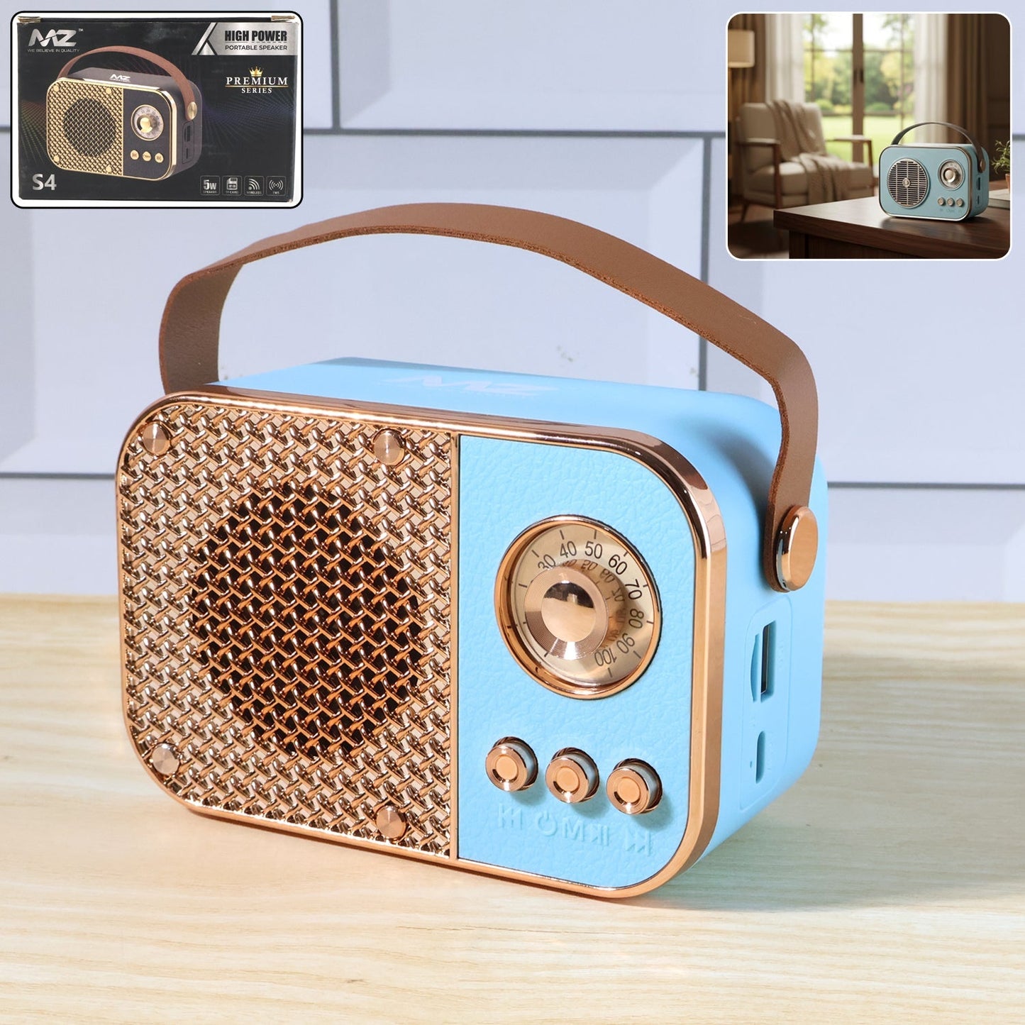 Vintage Style Wireless Portable Speaker with Retro Radio (1 Pc) The Morsignaturekarts