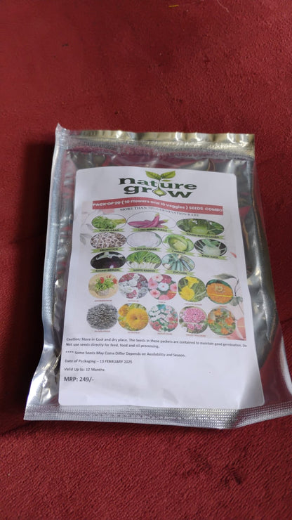 20 Varieties of Vegetable & Flower Seeds Combo (1 Pkt. / 20 Varieties) Signature kart