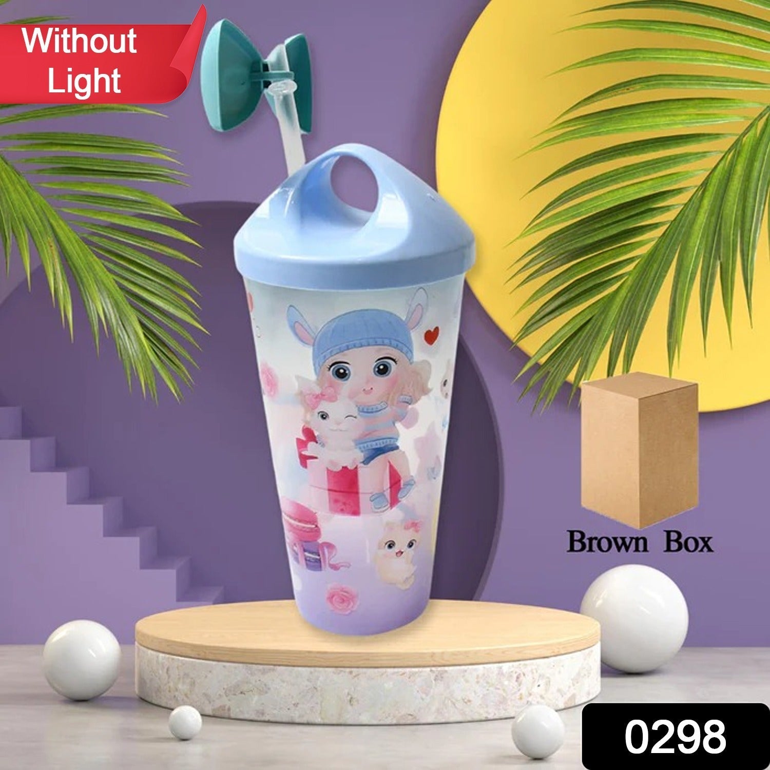 Unicorn Water Bottle with Straw & Lid for Kids (Without Light) signaturekarts