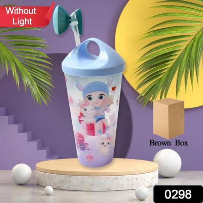 Unicorn Water Bottle with Straw & Lid for Kids (Without Light) signaturekarts