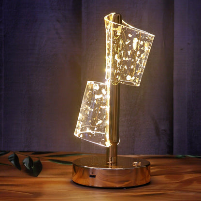 Luxury Golden Crystal LED Double Shade Table Lamp (1 Pc) signaturekarts