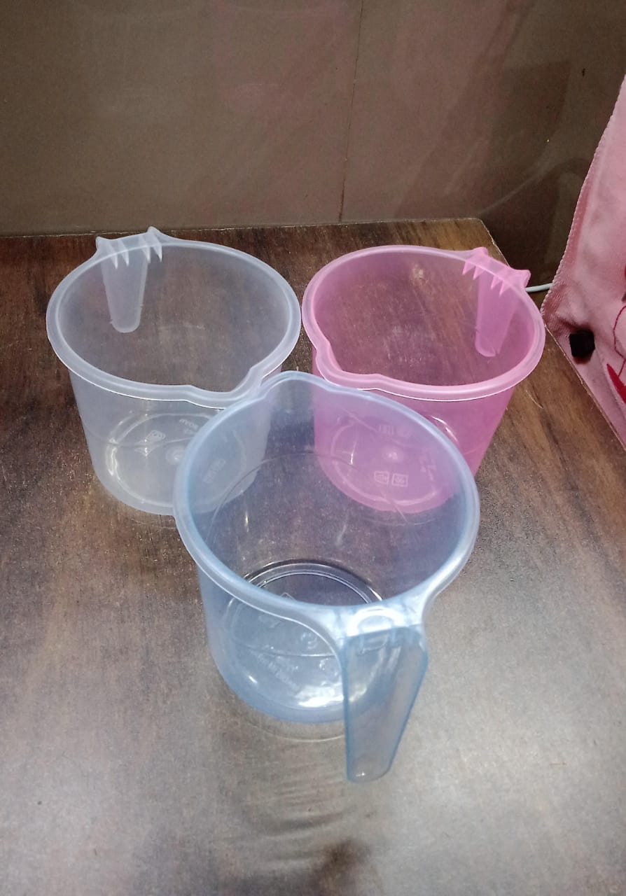 Plastic Round Transparent Bath Water Mug (1 Pc / 1200 ML / Mix Color) Signaturekarts