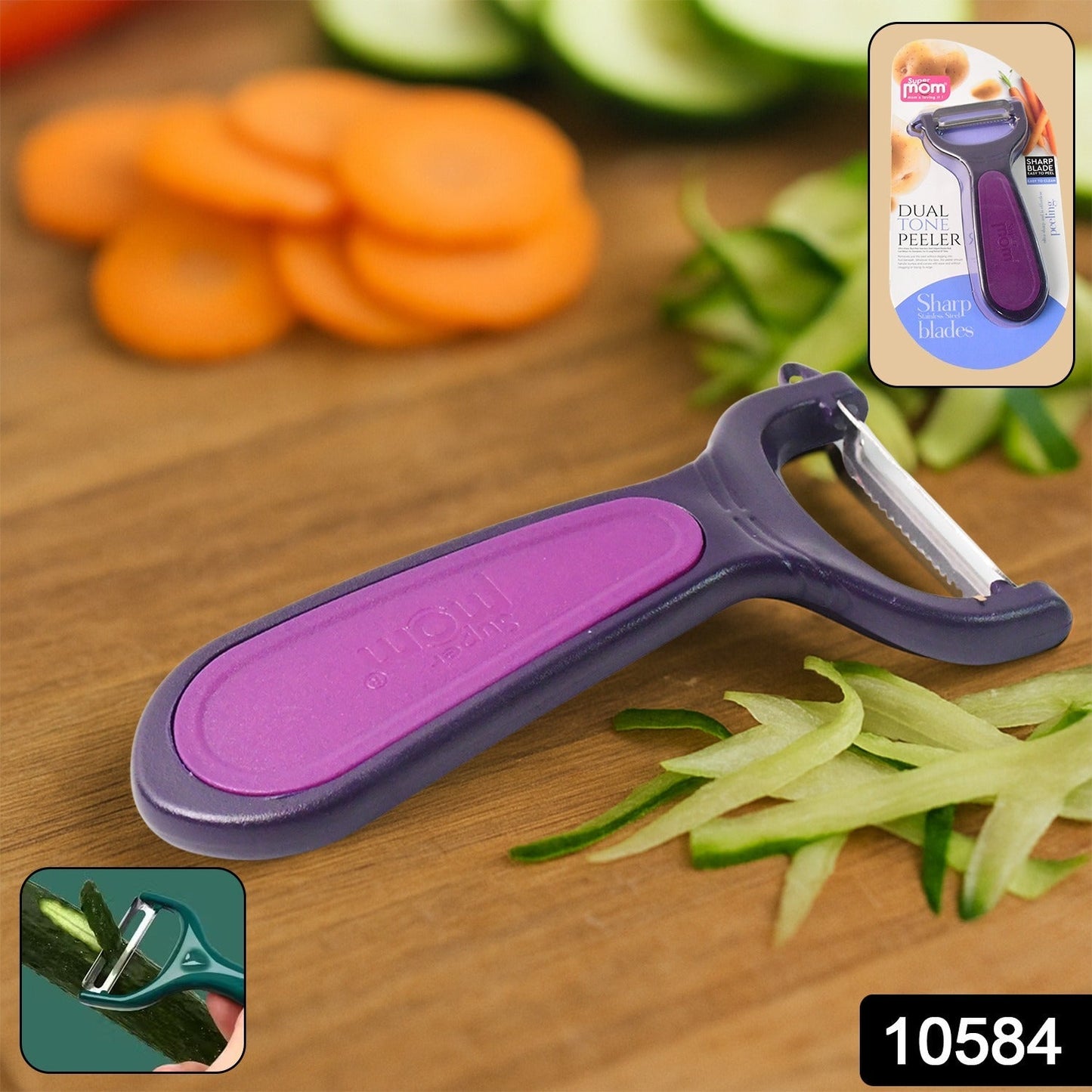 Supermom Dual Tone Peeler with Ultra Sharp Stainless Steel Blade (1 Pc) signaturekarts