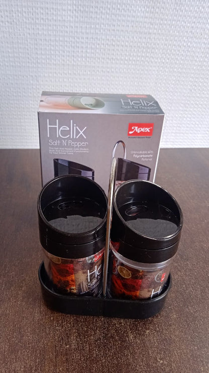 Apex Helix Salt N' Pepper 2-Piece Plastic Jar Set with Stand signaturekarts