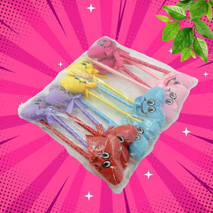 Cute Cartoon Shape & Heart Design Facy Writting Pen Attached Rattle | Ball Pen Smooth Writing For Wedding , Events & Multiuse Pen  Best Pen l Use for Kids (12 Pcs Set Mix Design & Color) signaturekarts