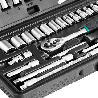 46pcs Metal 1 / 4"" Socket Set (Black, 46pcs) signaturekarts