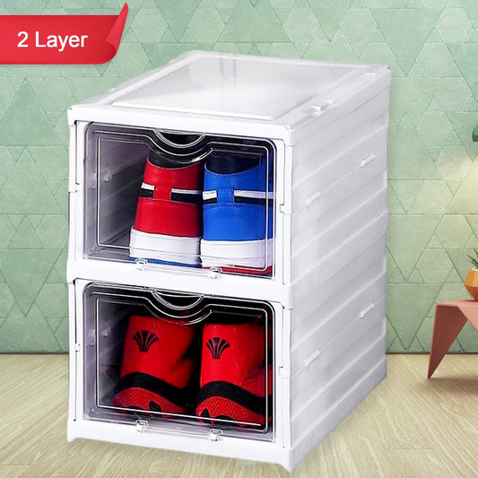 Stackable Multifunctional Storage, for Clothes Foldable Drawer Shelf Basket Utility Cart Rack Storage Organizer Cart for Kitchen, Pantry Closet, Bedroom, Bathroom, Laundry (2 / Layer 1 Pc) signaturekarts