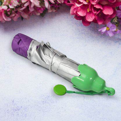 Vegetable shaped Folding Umbrella, Plastic Case Creative Fashion Folding Mini Sun Shade Rain Umbrella, Unique Umbrella, Sun & UV Protection, Cute Design (1 Pc) signaturekarts