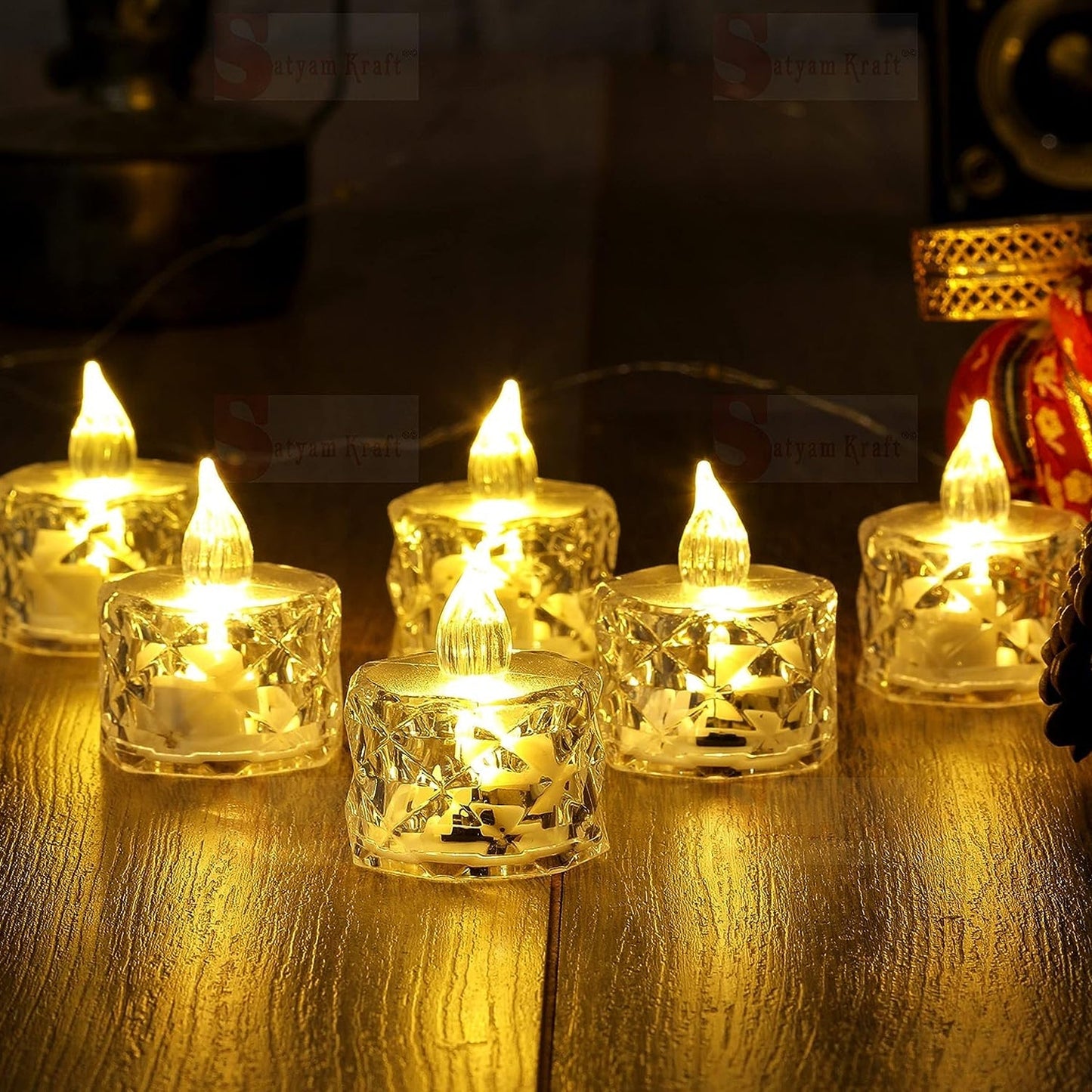 Flameless Acrylic LED Tealight Candles for Festival Decor (24 Pc) signaturekarts