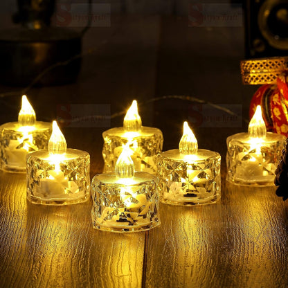 Flameless Acrylic LED Tealight Candles for Festival Decor (24 Pc) signaturekarts