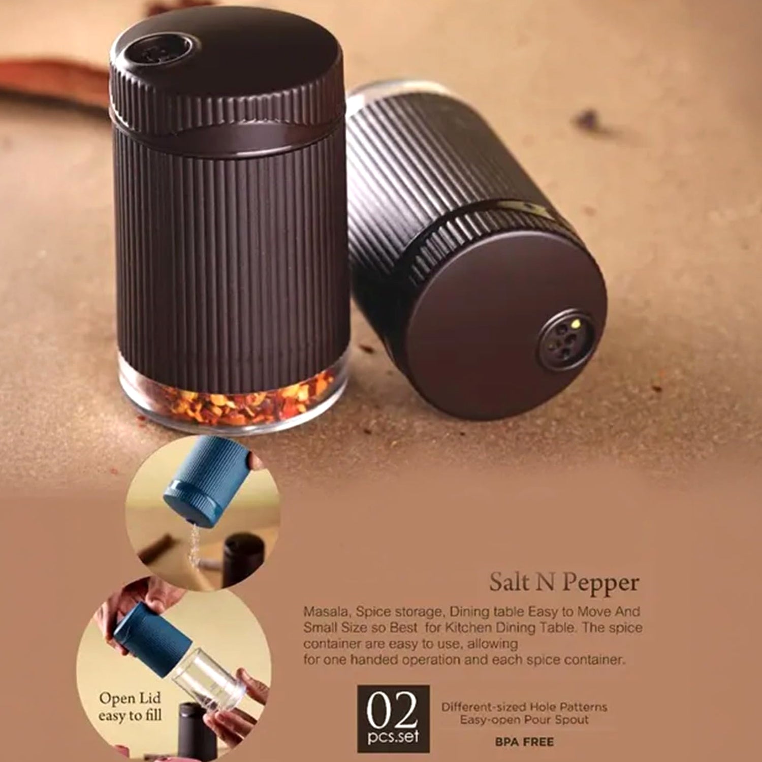 Supermom Linoo Salt & Pepper Dispenser Set (2 Pc) signaturekarts