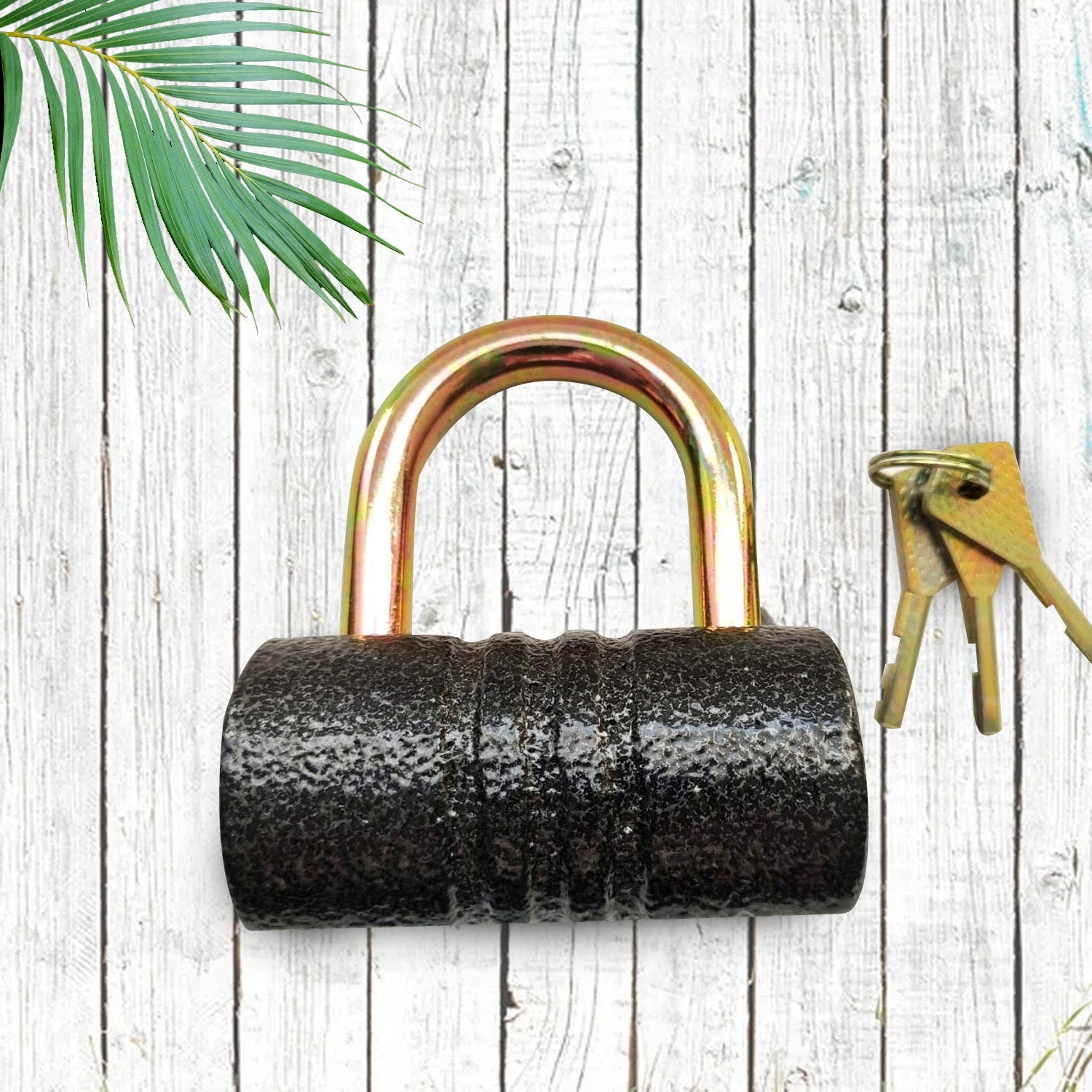 Heavy-Duty Iron Padlock – 82mm Black with Brass Core & 5 Keys, Waterproof signaturekarts