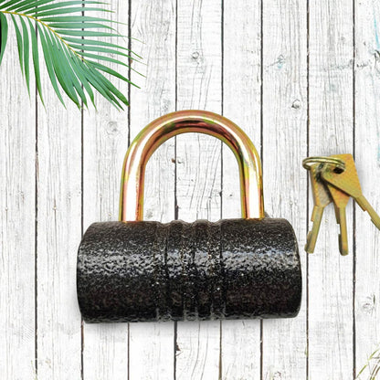 Heavy-Duty Iron Padlock – 82mm Black with Brass Core & 5 Keys, Waterproof signaturekarts