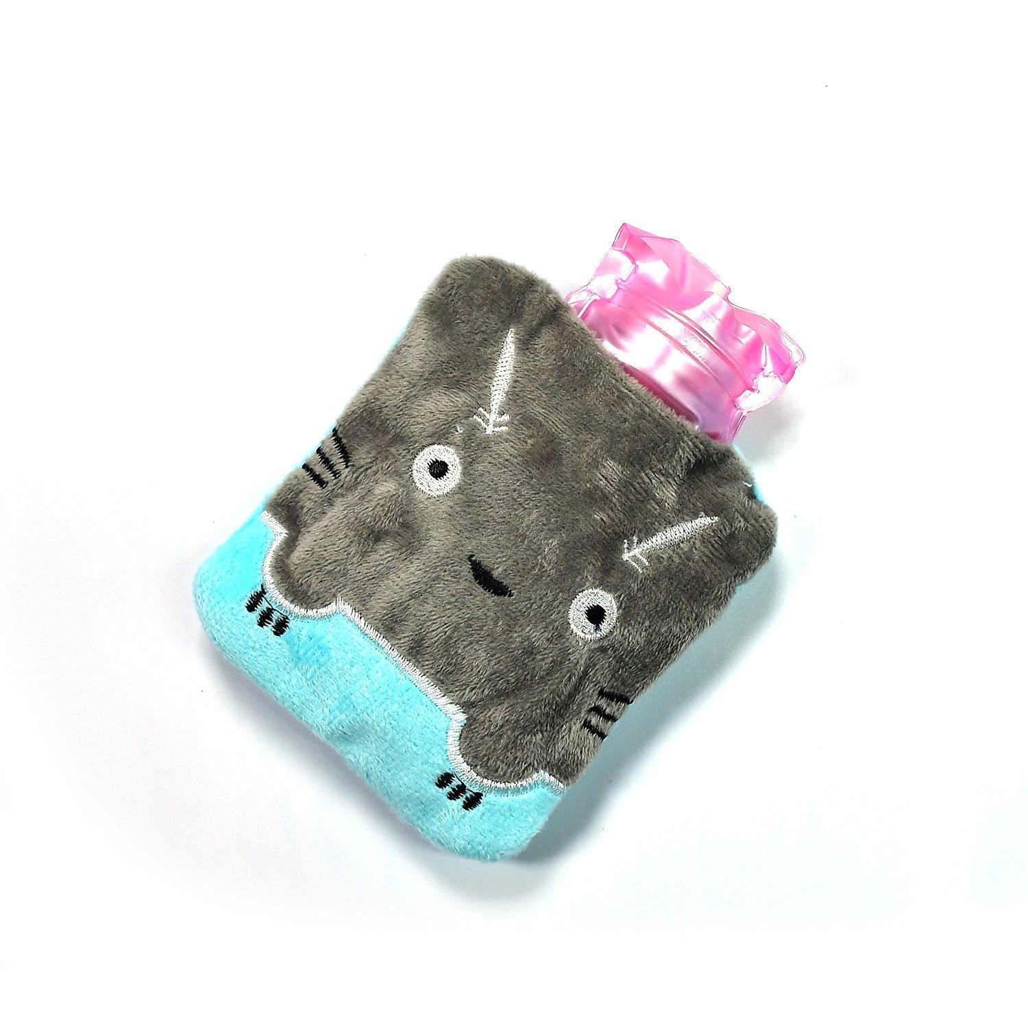 Grey Cat Print Small Hot Water Bag with Cover for Pain Relief signaturekarts