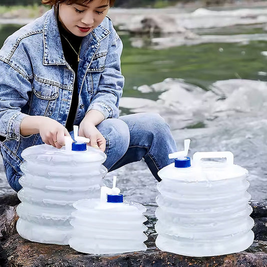 Outdoor Camping Collapsible Portable Water Container with Carry Handle Tap Valve Large Food Grade signaturekarts