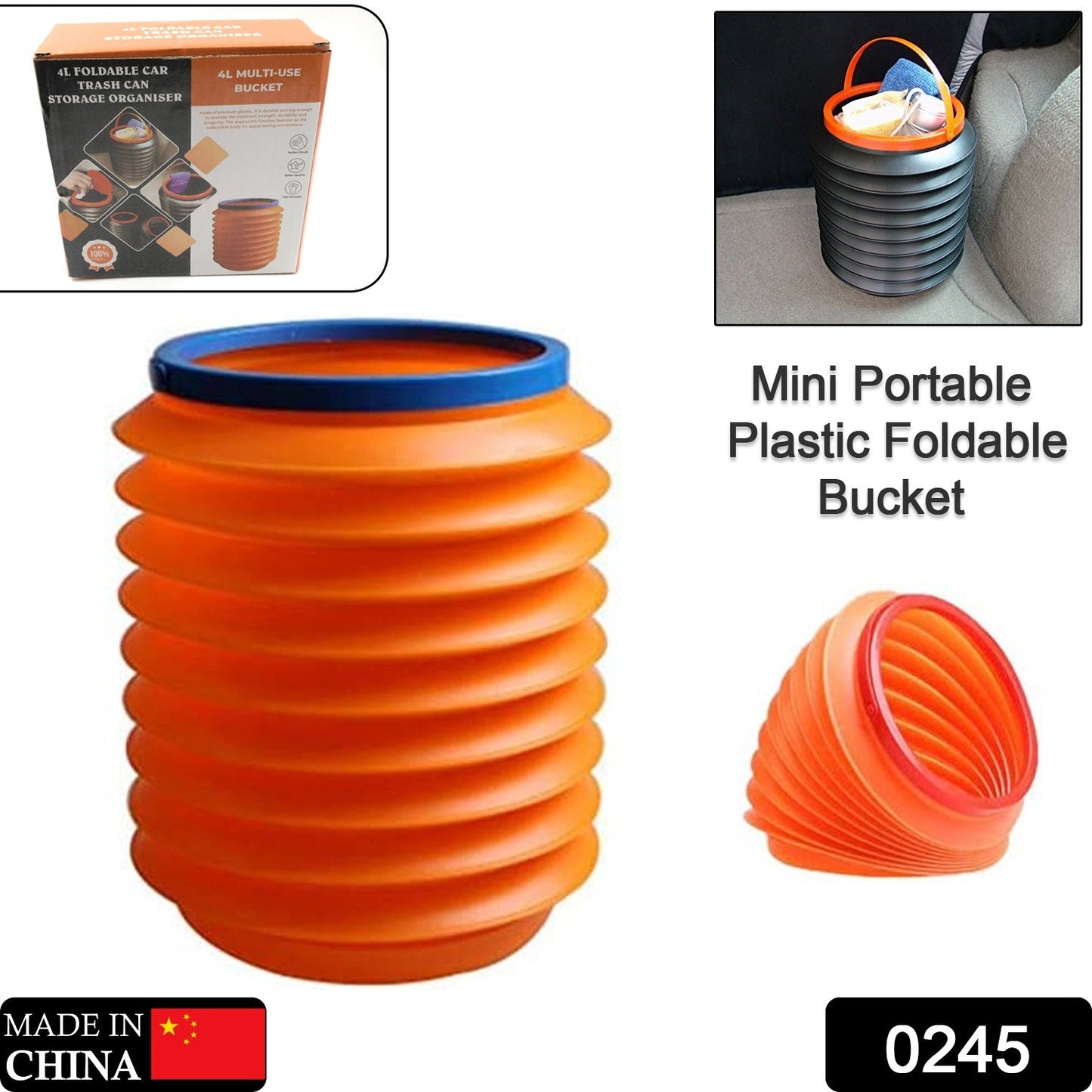 Foldable Storage Bucket , Water Container & Dustbin Multiuse Bucket For Home , Car & Kitchen Use Bucket signaturekarts