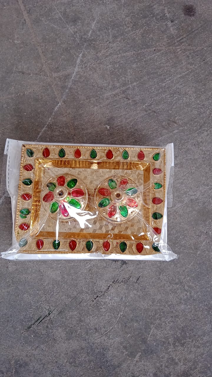 Rakasha Bandhan Special Puja Thali, Kumkum Thali Holder, Pooja Return Gift, Indian Housewarming Gifts, Brother / Bhai / Bhabhi / Sister / Family   for Rakshabandhan, Diwali (Mix Design) signaturekarts