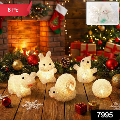 Christmas MULTI SHAPE SMALL LIGHT LAMPS LED SHAPE CRYSTAL  CHRISTMAS NIGHT LIGHT LAMP (6 PC SET) signaturekarts