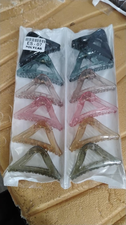 Triangle Shape Mix Color Plastic Hair Claw Clip for Women and Girls – 1 Pc Signature kart