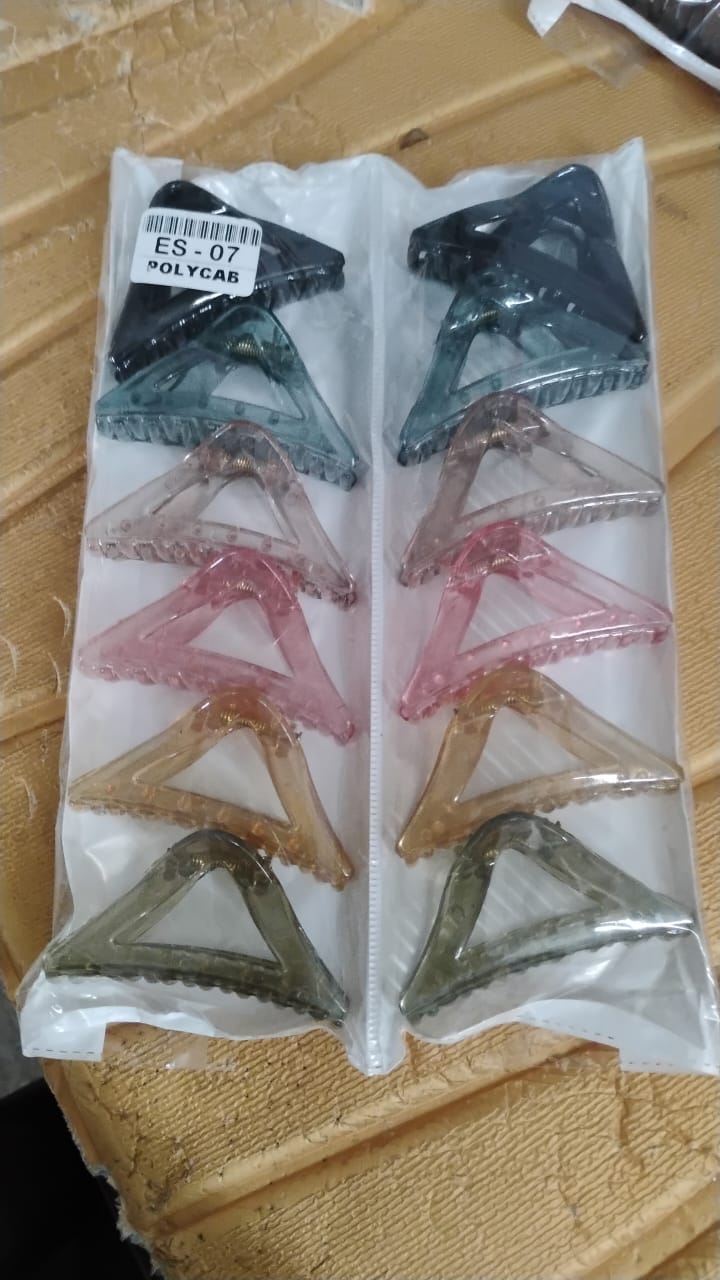 Triangle Shape Mix Color Plastic Hair Claw Clip – 12 Pc Durable Grip Women and Girls Signature Kart