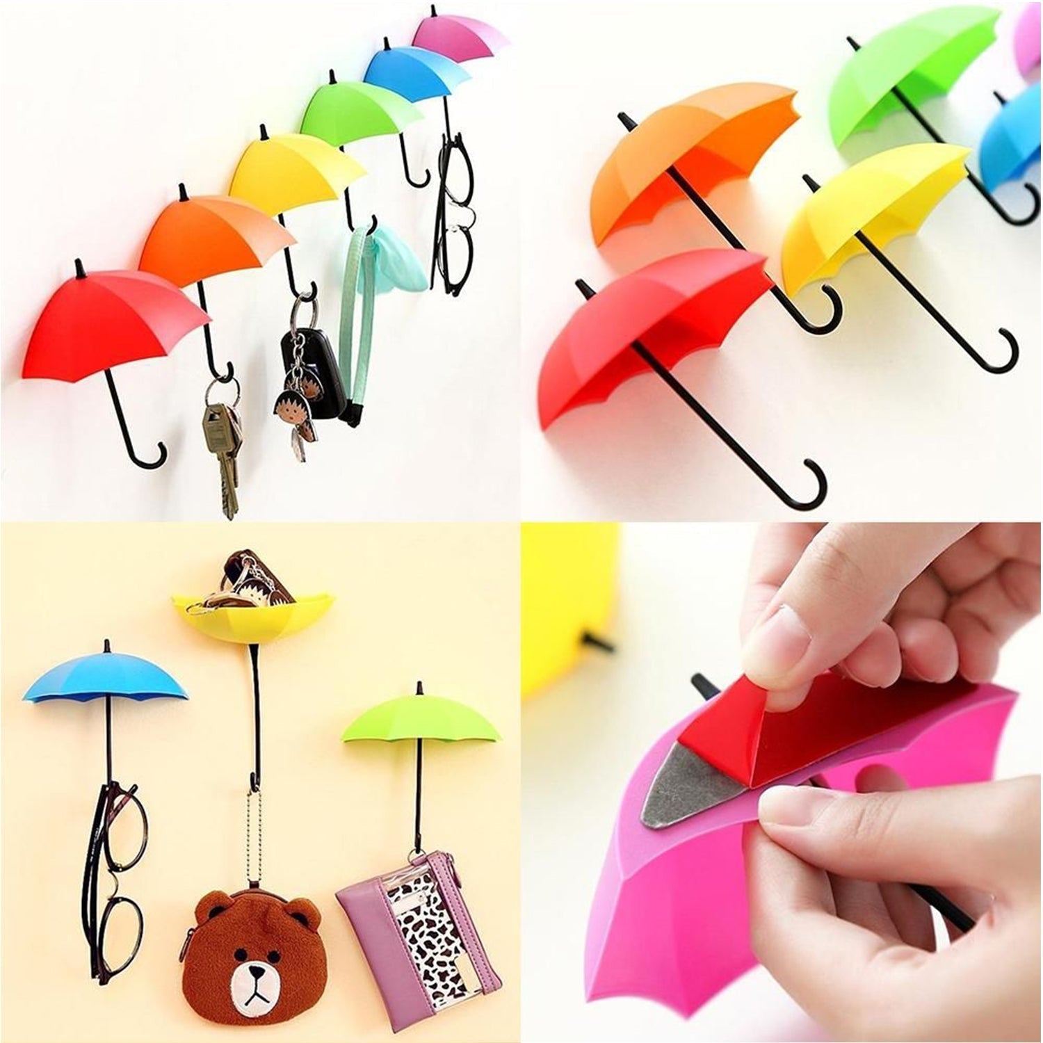 Multipurpose Umbrella Key Hat Holder Wall Hanging Hook Multicolor signaturekarts