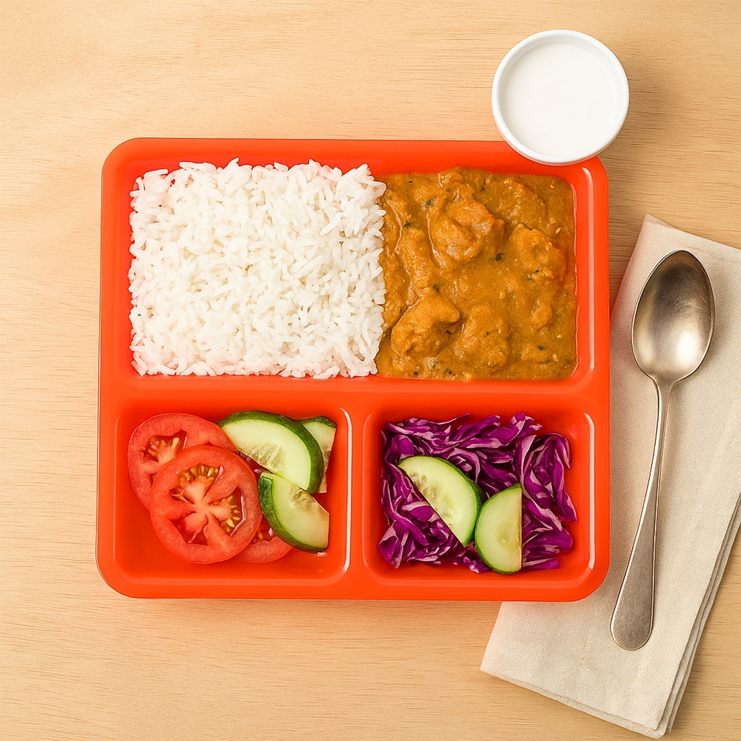 Plastic 3-Compartment Rectangular Meal Serving Tray / Plates (1 Pc) signaturekarts