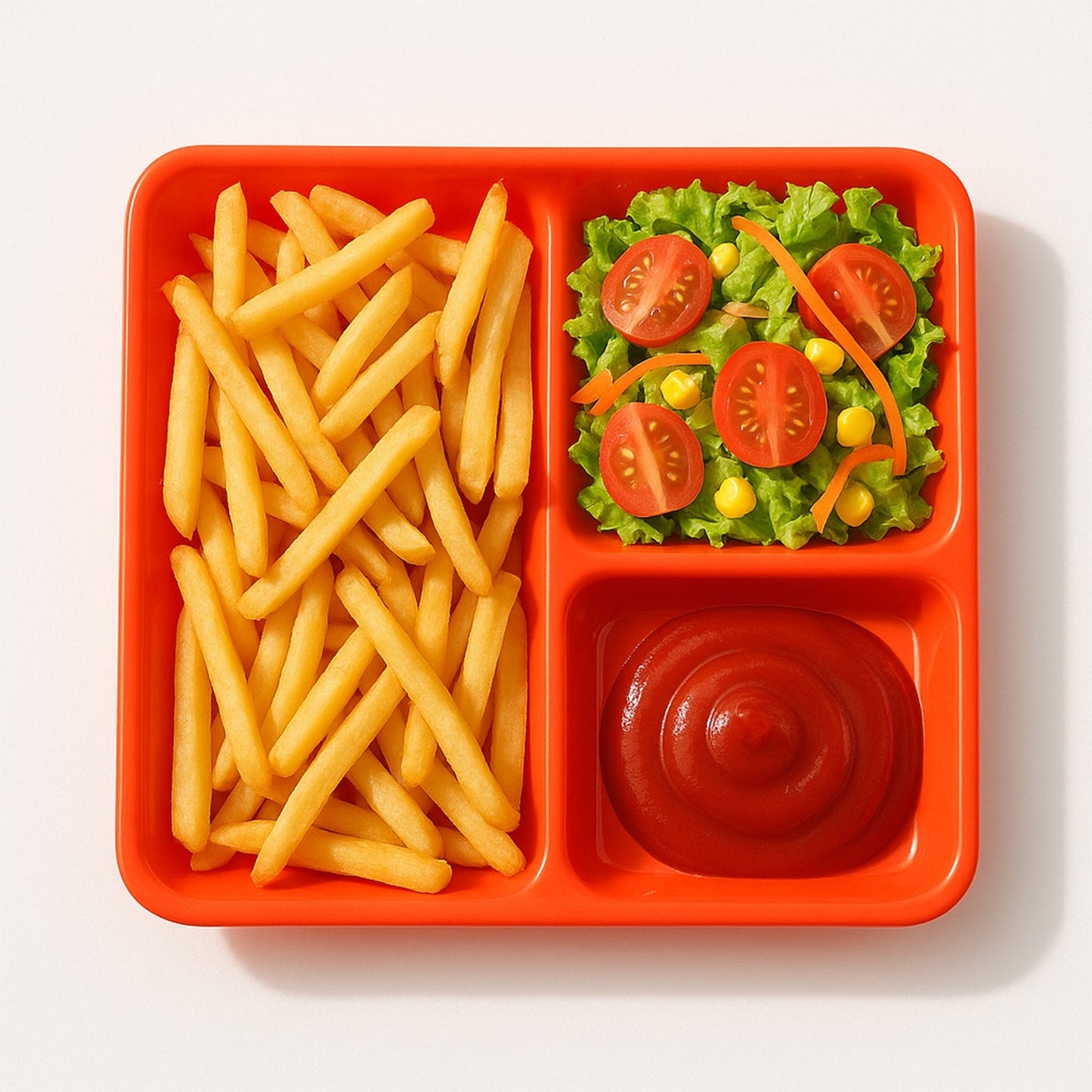 Plastic 3-Compartment Rectangular Meal Serving Tray / Plates (1 Pc) signaturekarts