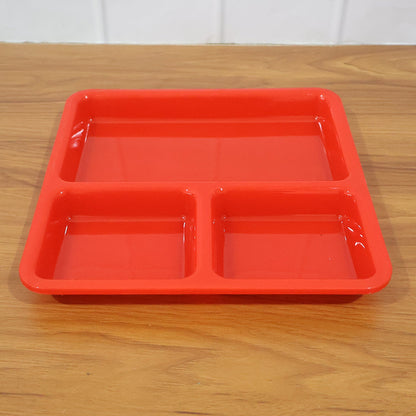 Plastic 3-Compartment Rectangular Meal Serving Tray / Plates (1 Pc) signaturekarts