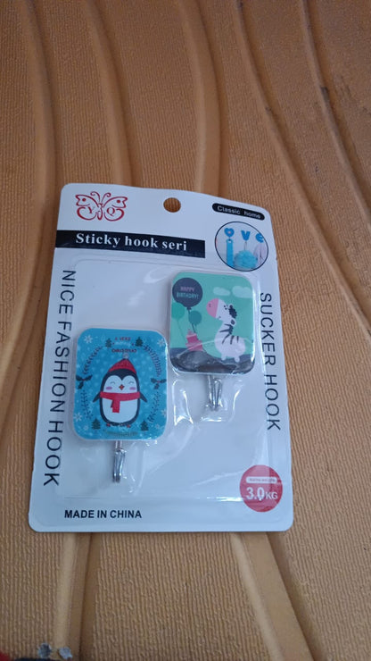 Multipurpose Strong Cartoon Hook Self-Adhesive hooks (2 Pc Set) Signature Kart