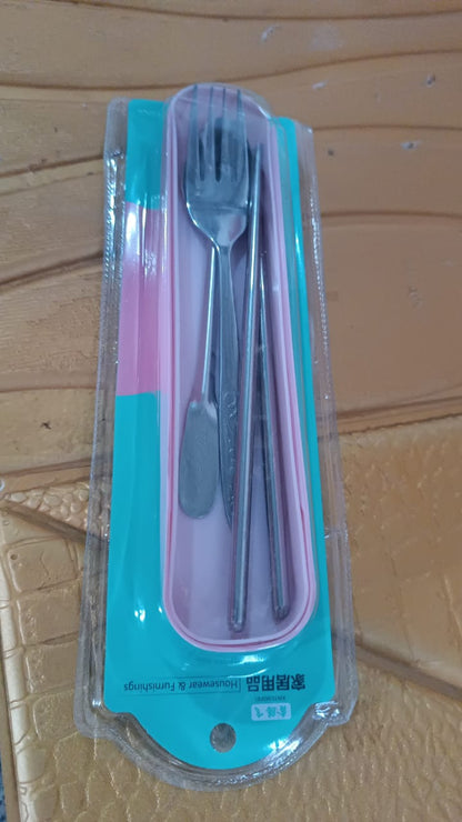Portable Utensils Travel Camping Cutlery Set 4 Pc With case Signature kart
